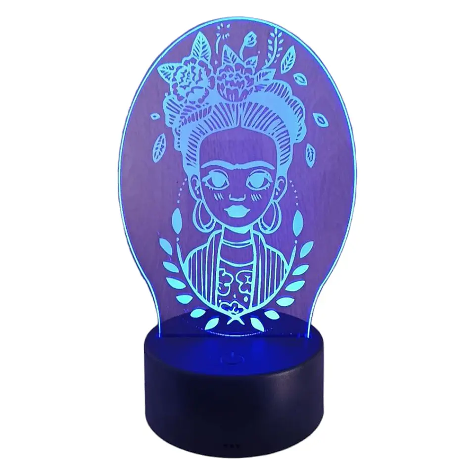 Lampara 3D Frida Kahlo 7 colores 2