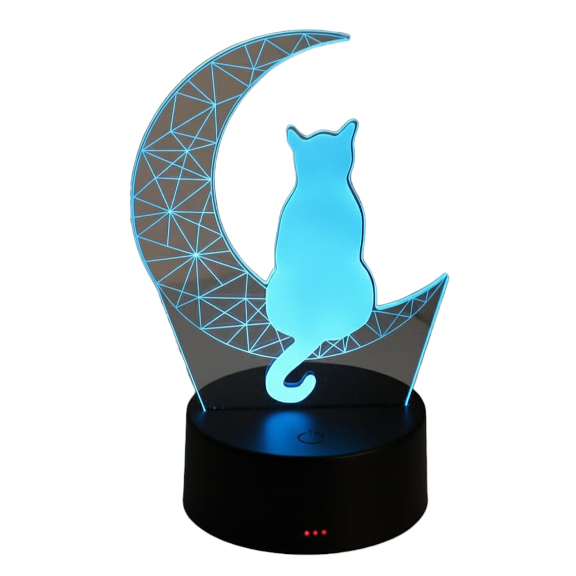 Lampara 3D Gato en la Luna de 7 colores 3