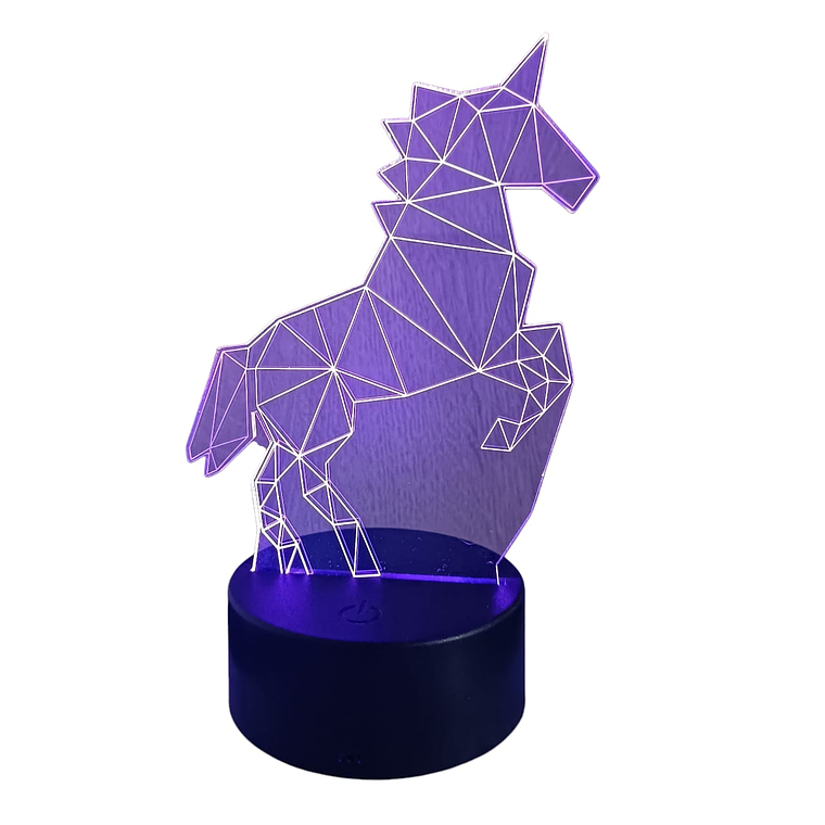 Lampara 3D Unicornio Geométrico de 7 colores 3