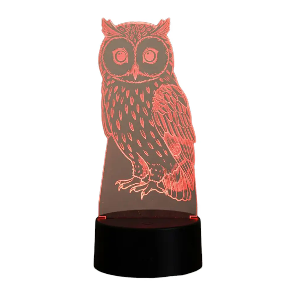 Lampara 3D Lechuza de 7 colores 3