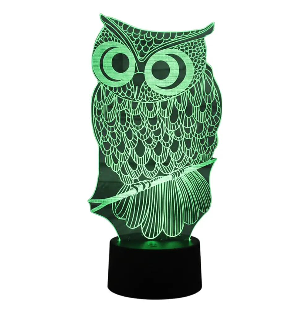 Lampara ilusion 3D Búho de 7 colores 2