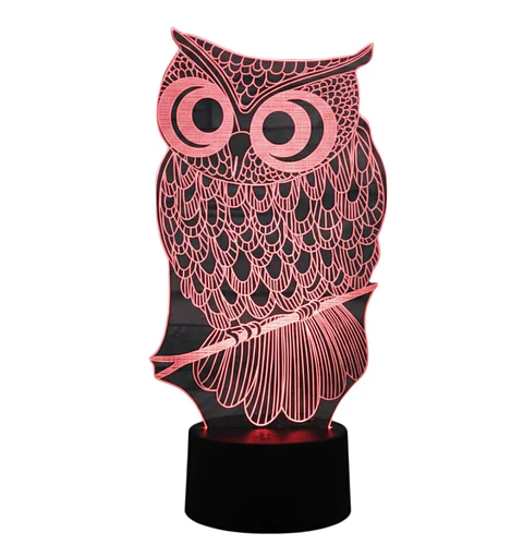 Lampara ilusion 3D Búho de 7 colores