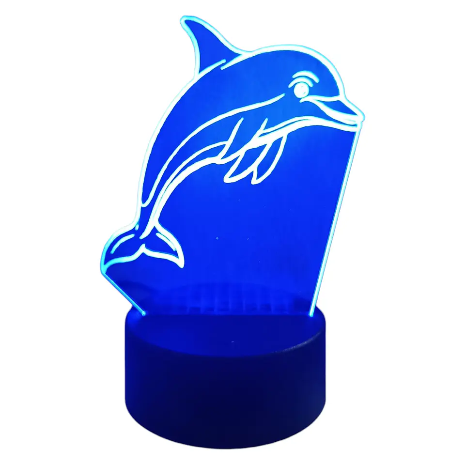 Lampara 3D Delfín de 7 colores 2