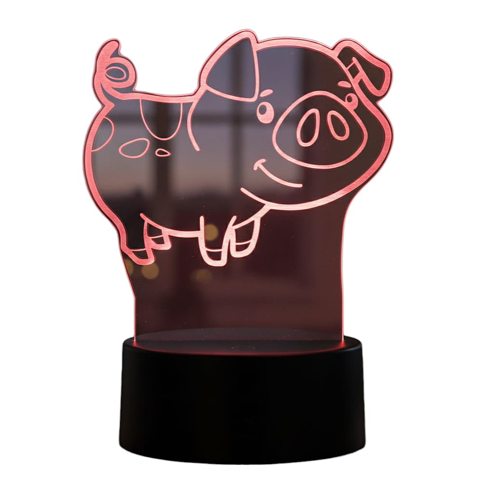 Lampara 3D Cerdito de 7 colores