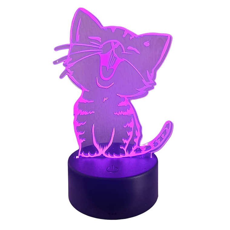 Lampara 3D Gatito de 7 colores 2