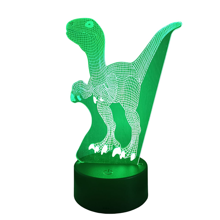 Lampara 3D Velociraptor de 7 colores 3