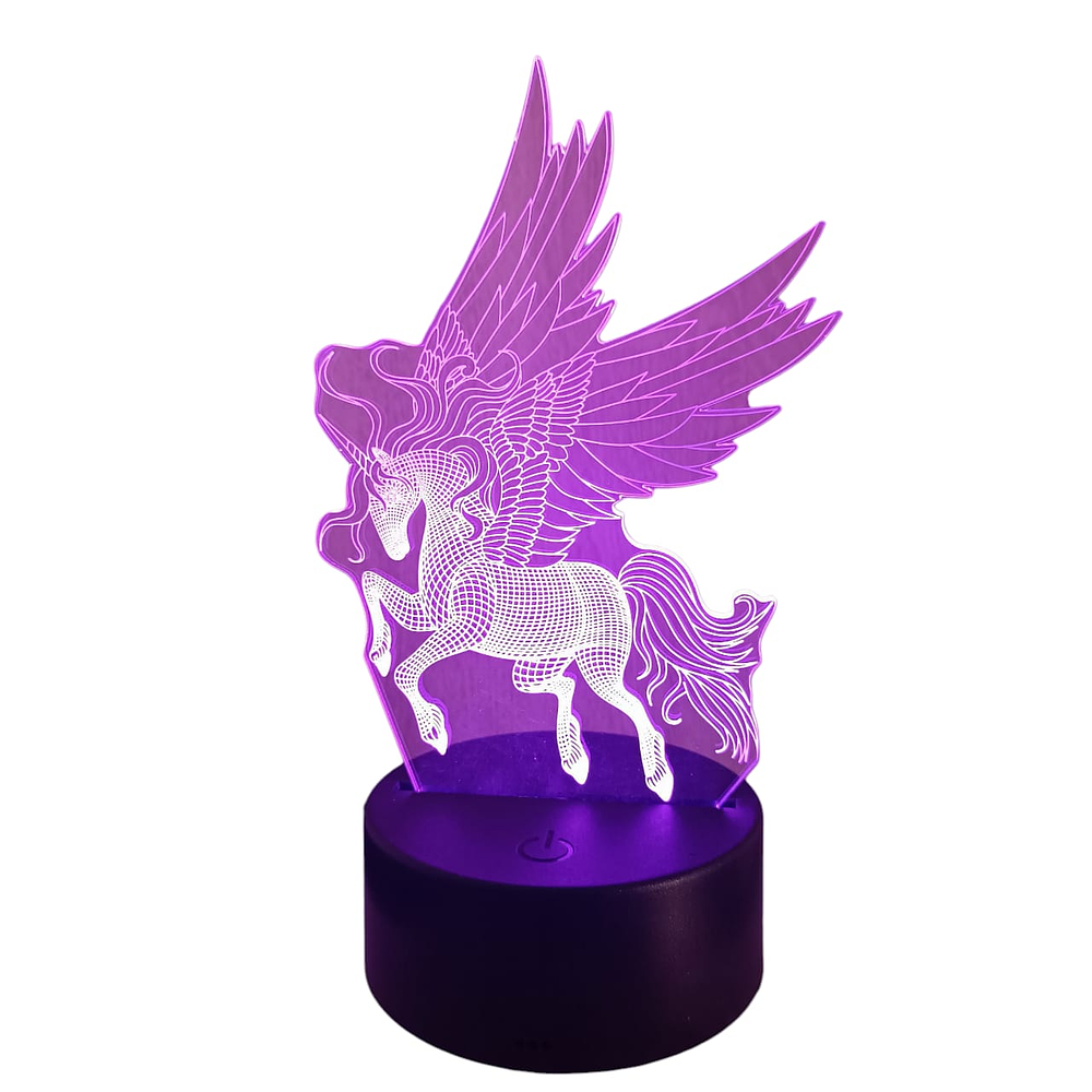 Lampara 3D Unicornio Galopando de 7 colores