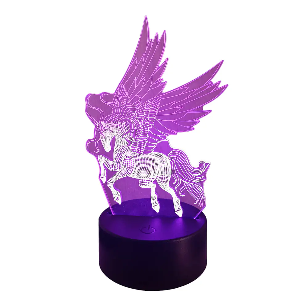 Lampara 3D Unicornio Galopando de 7 colores 3