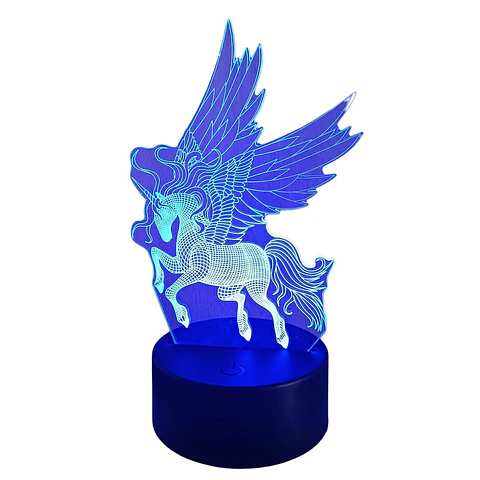 Lampara 3D Unicornio Galopando de 7 colores
