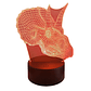 Lampara 3D Dino Cabeza Triceratops de 7 colores - Miniatura 1