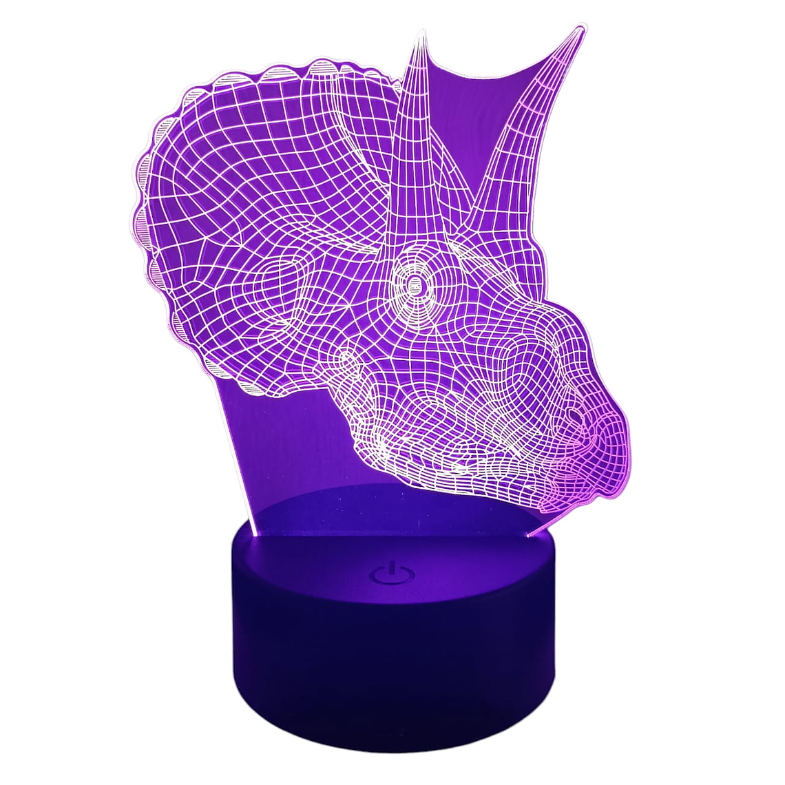 Lampara 3D Dino Cabeza Triceratops de 7 colores 3