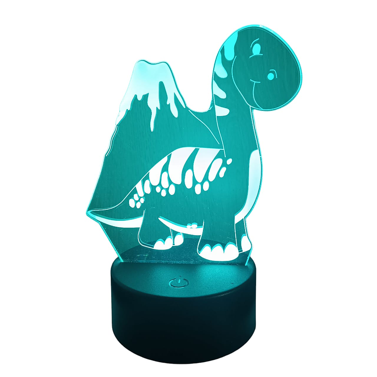 Lampara 3D Dino Volcán de 7 colores 3
