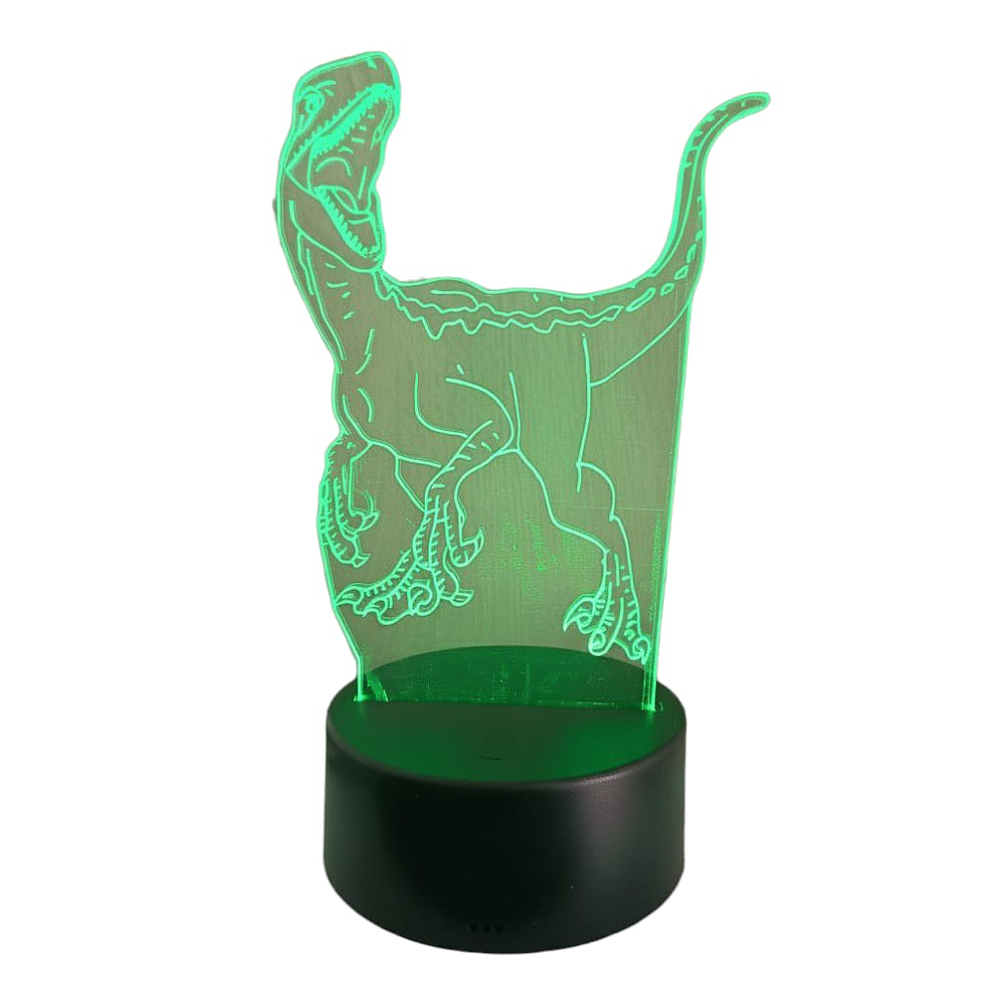 Lampara 3D Dinosaurio Velociraptor de 7 colores
