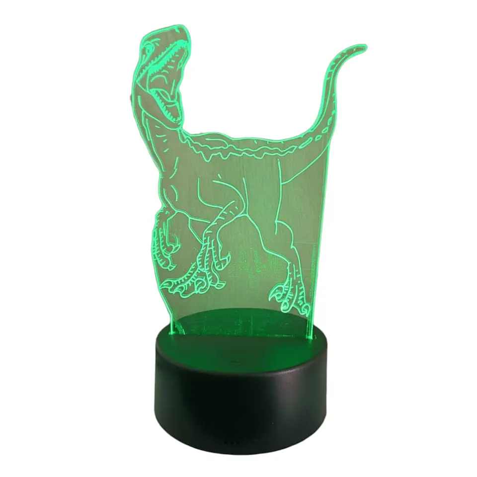 Lampara 3D Dinosaurio Velociraptor de 7 colores 1