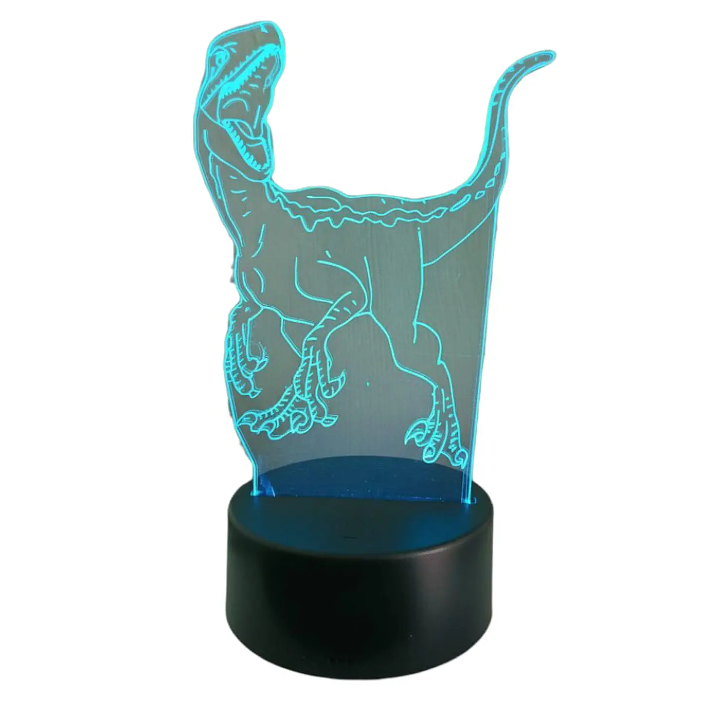Lampara 3D Dinosaurio Velociraptor de 7 colores 3