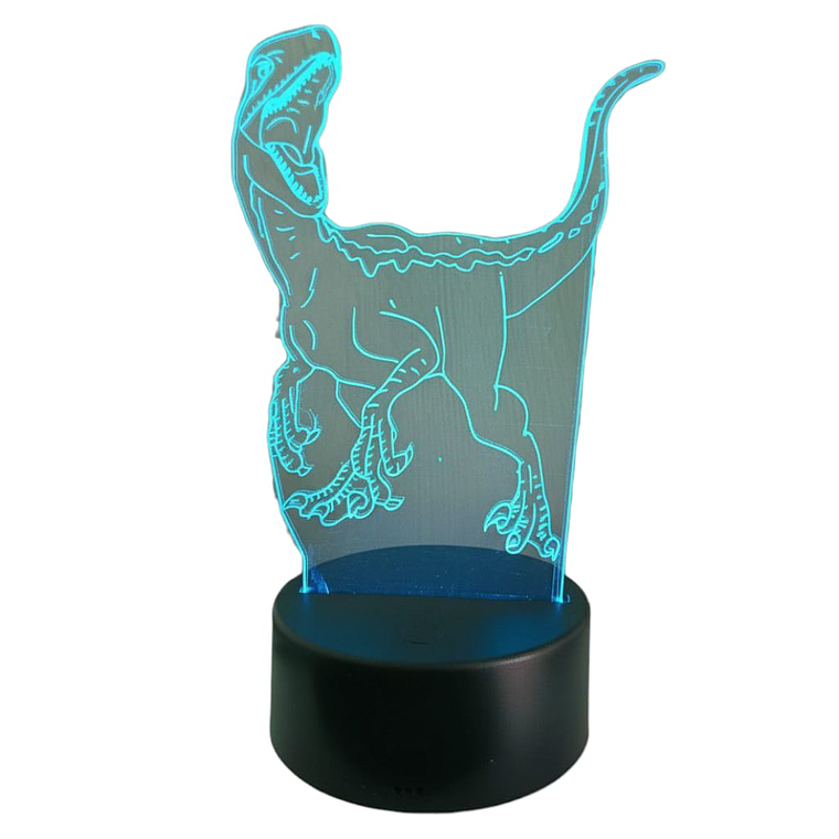 Lampara 3D Dinosaurio Velociraptor de 7 colores 3