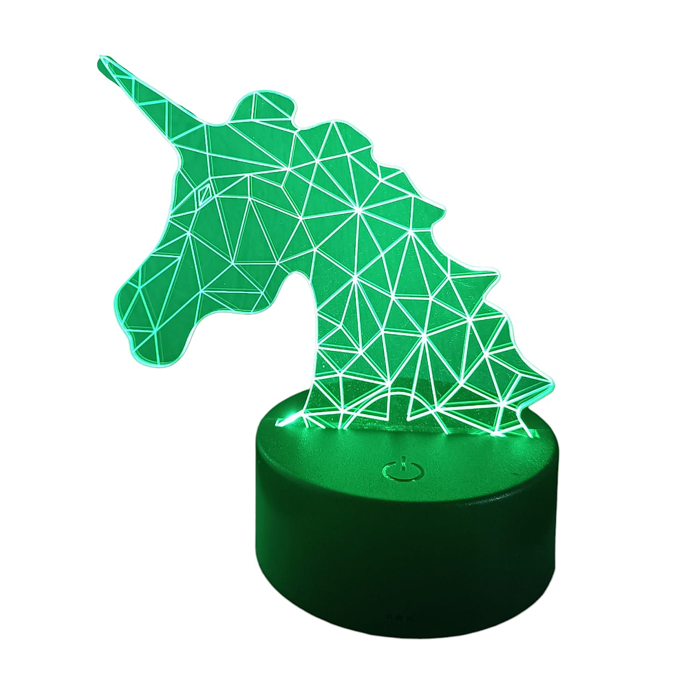 Lampara 3D Unicornio Geométrico de 7 colores