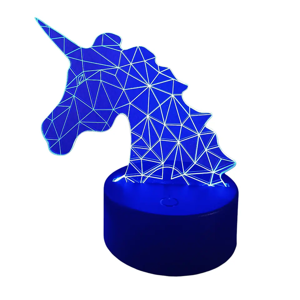 Lampara 3D Unicornio Geométrico de 7 colores 2