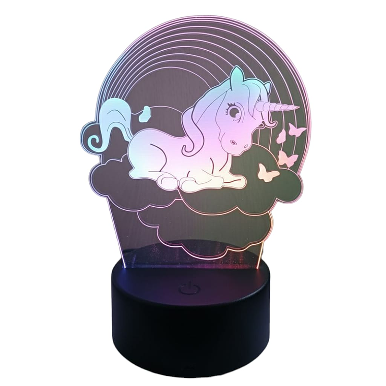 Lampara 3D Unicornio Arcoíris de 7 colores 3