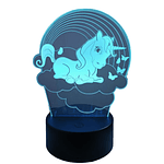 Lampara 3D Unicornio Arcoíris de 7 colores
