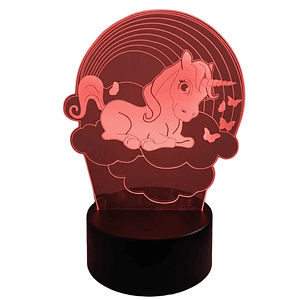 Lampara 3D Unicornio Arcoíris de 7 colores