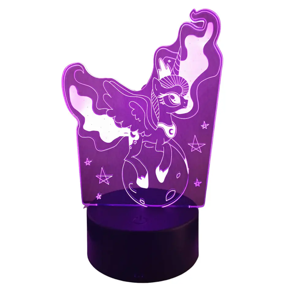 Lampara 3D Unicornio en el mundo de 7 colores 1