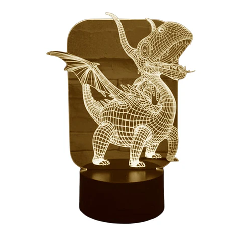 Lampara 3D Dragon de 7 colores