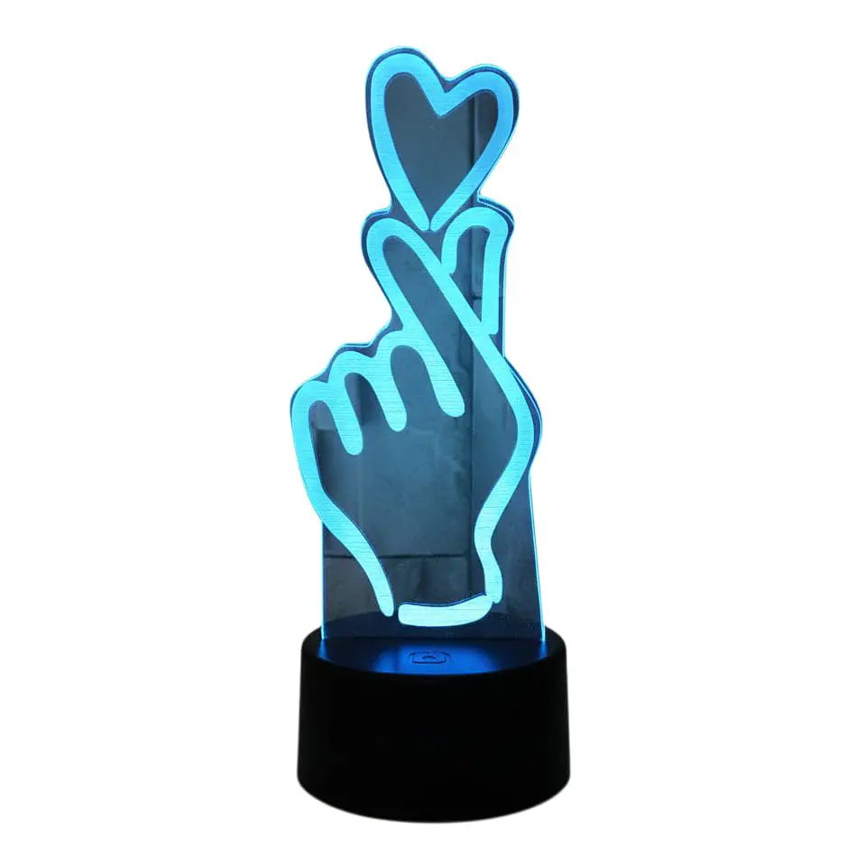 Lampara 3D Mano Corazón de 7 colores 3