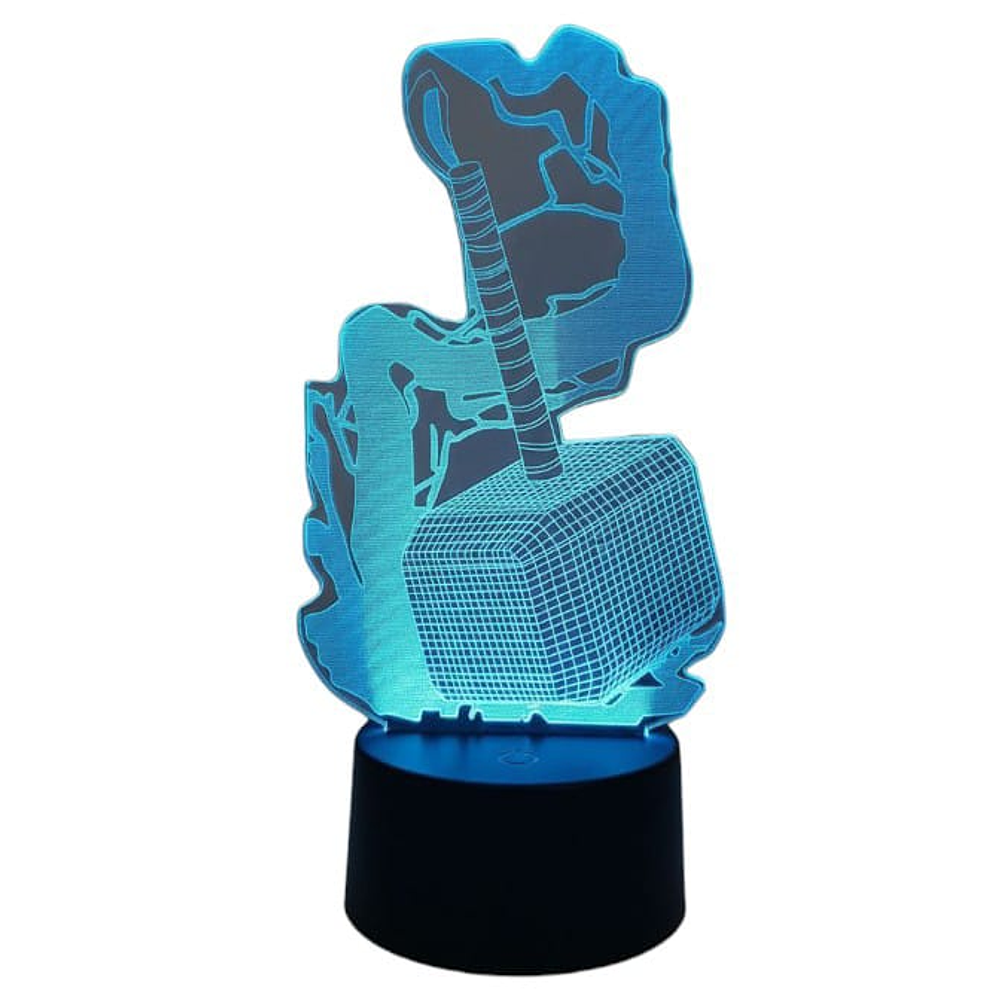 Lampara 3D Martillo Thor 7 colores