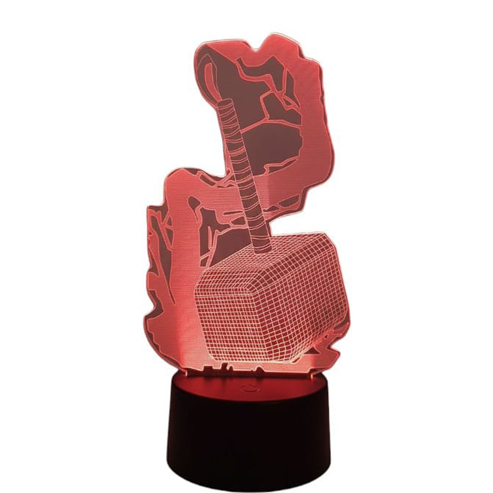 Lampara 3D Martillo Thor 7 colores