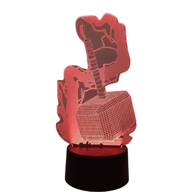 Lampara 3D Martillo Thor 7 colores 1