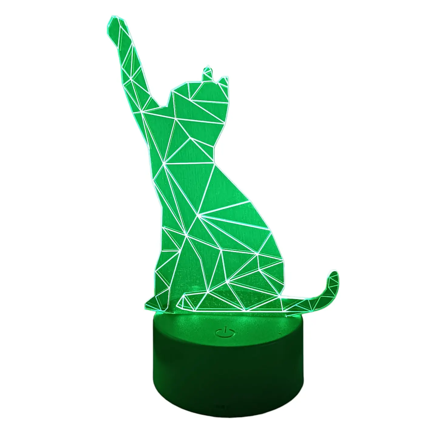 Lampara 3D Gato pata arriba de 7 colores 3