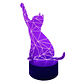 Lampara 3D Gato pata arriba de 7 colores - Miniatura 2