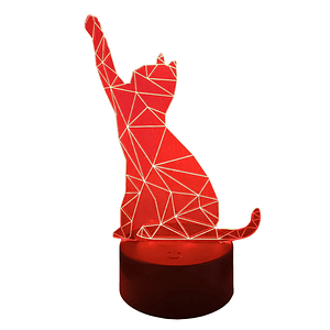 Lampara 3D Gato pata arriba de 7 colores