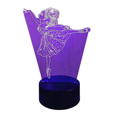 Lampara 3D bailarina de 7 colores
