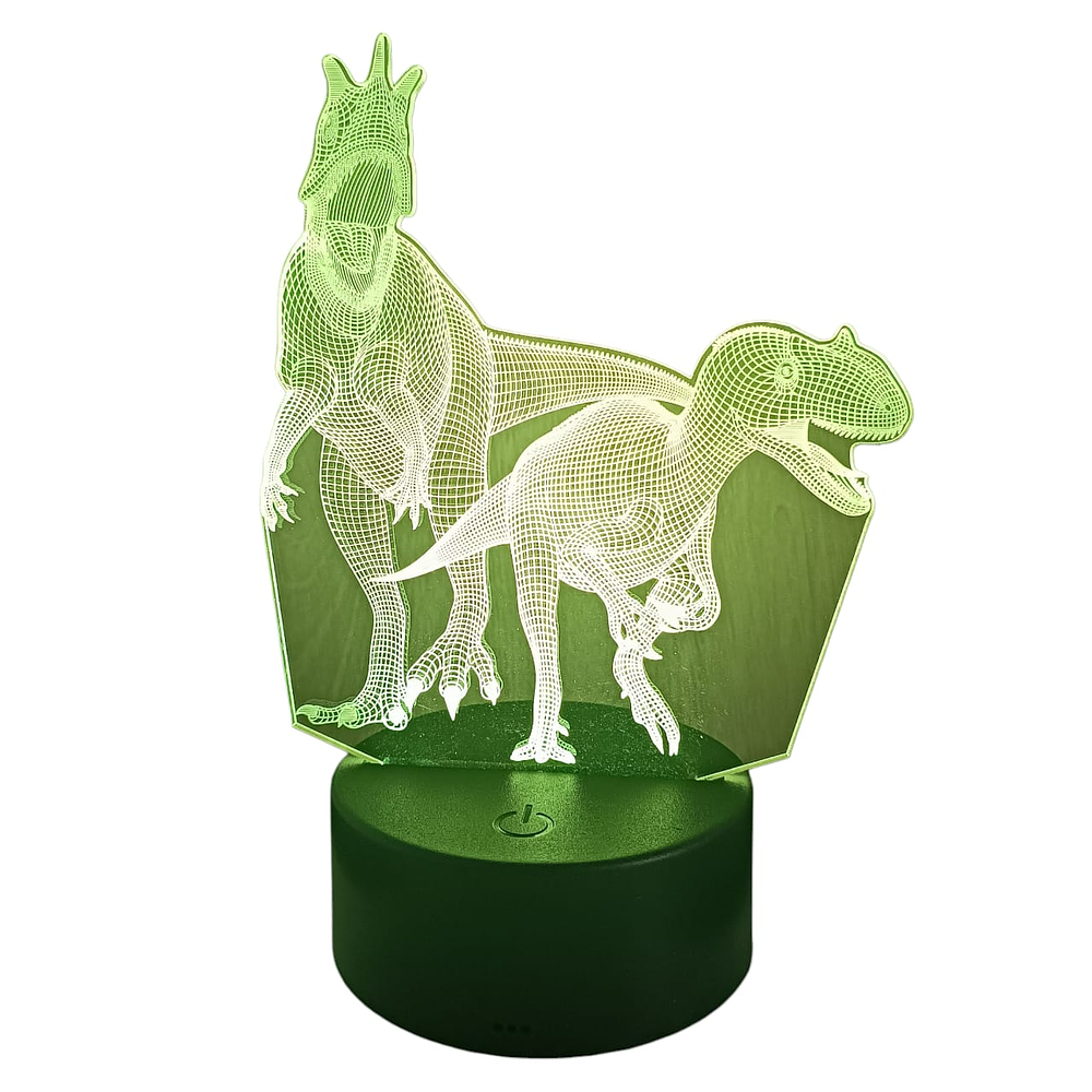 Lampara 3D Dino Pareja  de 7 colores