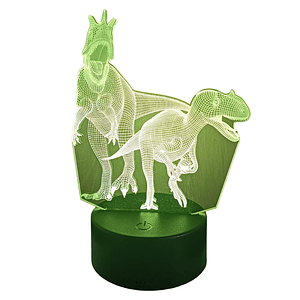 Lampara 3D Dino Pareja  de 7 colores