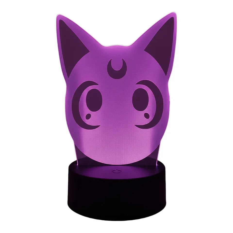 Lampara 3D Gato Luna Sailor Moon 7 colores 3