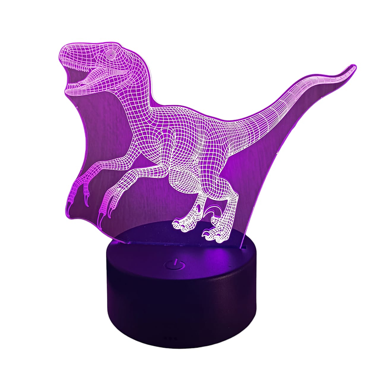 Lampara 3D Dino Velociraptor de 7 colores 3