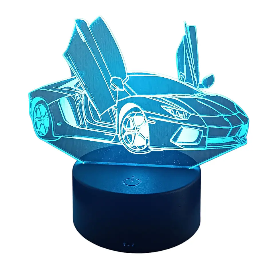 Lampara 3D Lamborghini de 7 colores 3