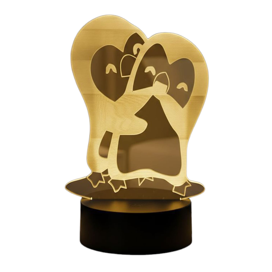 Lampara 3D Pingüinos Amor de 7 colores 1