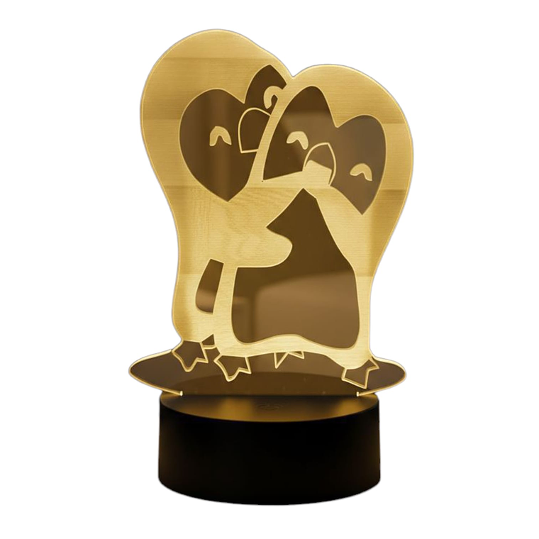 Lampara 3D Pingüinos Amor de 7 colores 1