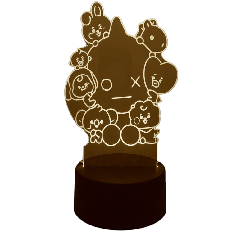 Lampara 3D BTS monos 7 Colores 3