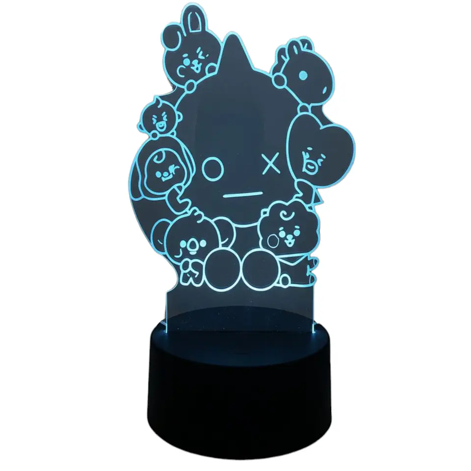 Lampara 3D BTS monos 7 Colores 2