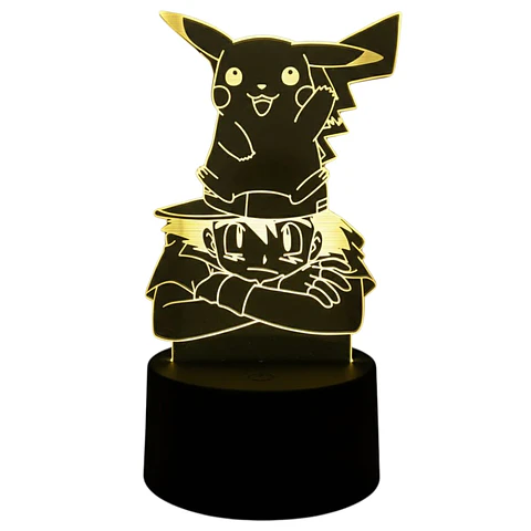 Lampara 3D Pikachu y Ash 7 colores