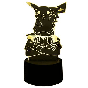 Lampara 3D Pikachu y Ash 7 colores