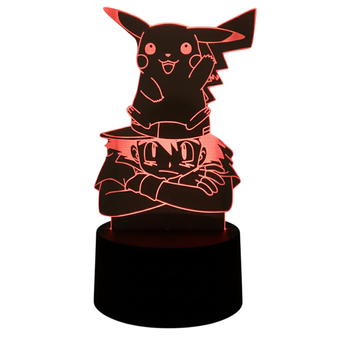 Lampara 3D Pikachu y Ash 7 colores 2