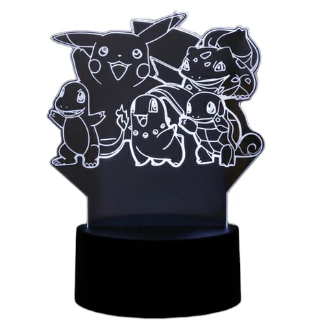 Lampara 3D Pokemon Grupo 7 colores