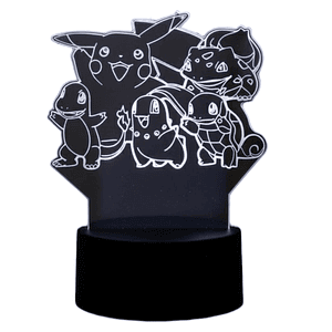 Lampara 3D Pokemon Grupo 7 colores
