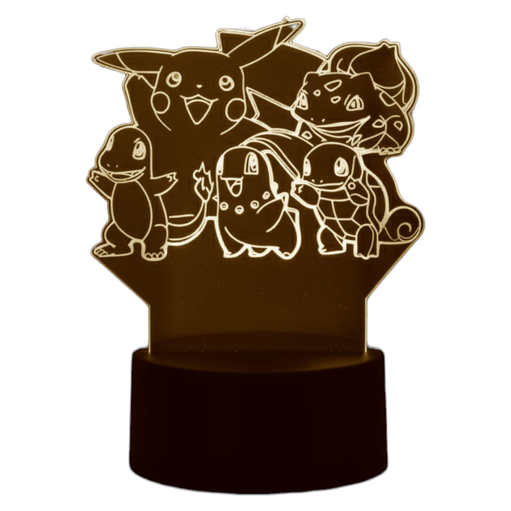Lampara 3D Pokemon Grupo 7 colores